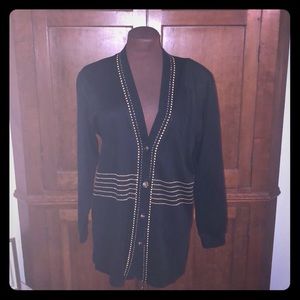 Cathy Daniels Black and Gold Cardigan Sweater S
